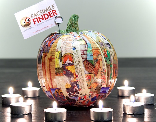 Illuminated pumpkin - a pumpkin decorated with illuminated manuscript