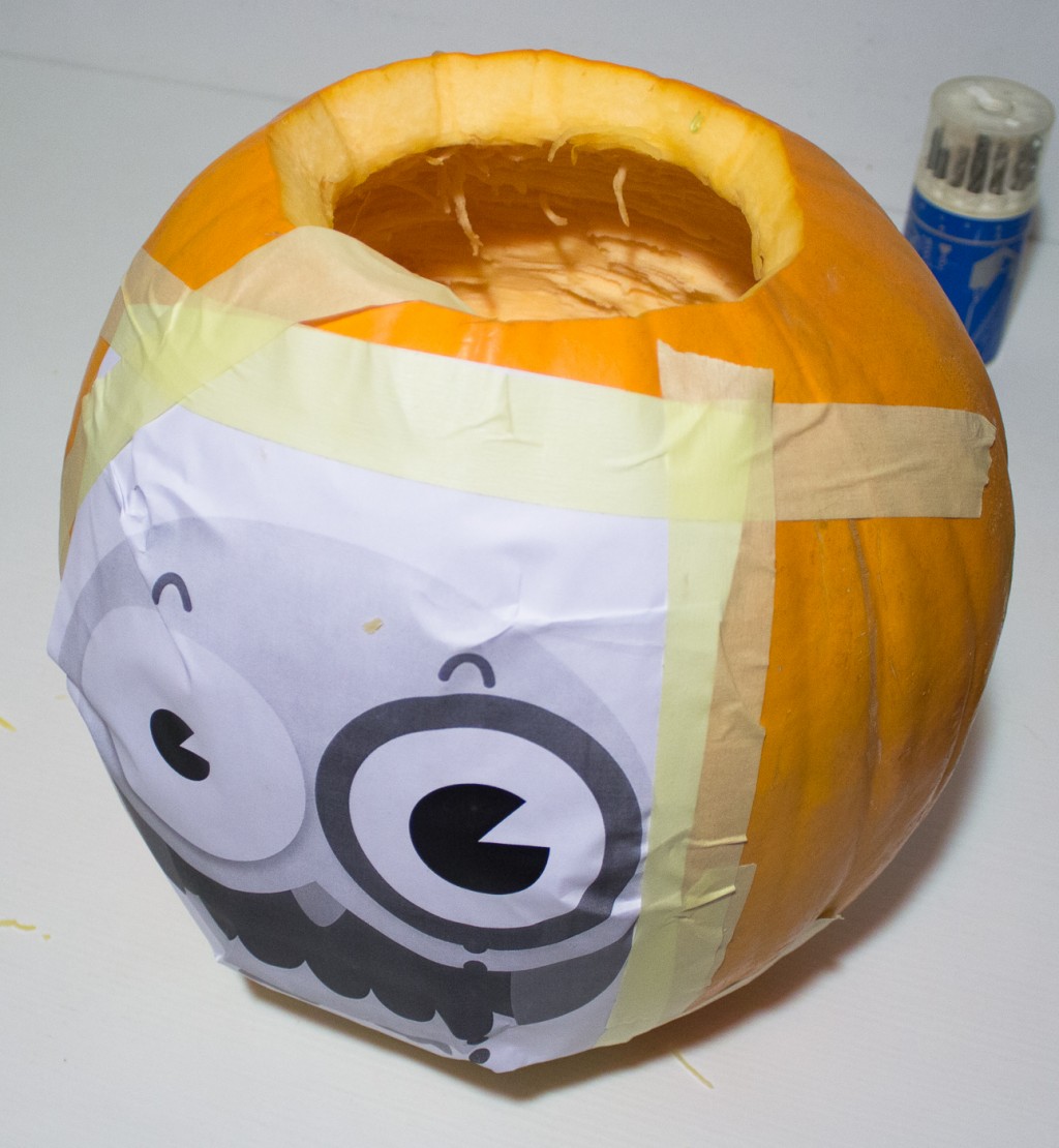 How to tape the stencil on your Halloween pumpkin