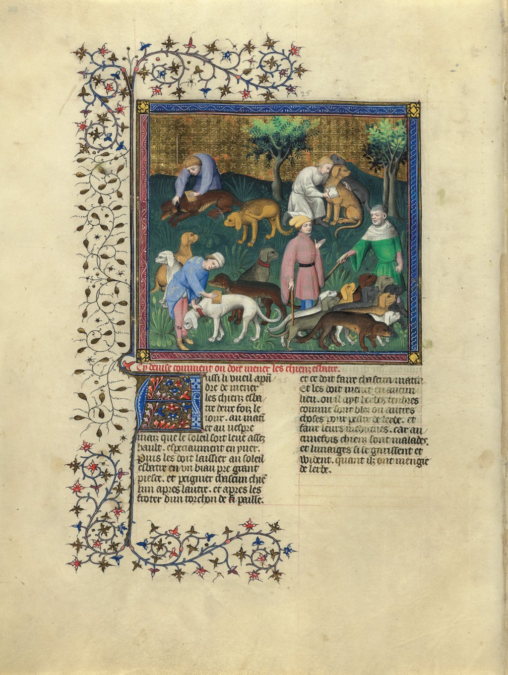 Illuminated page from the Gaston Phoebus - Master of Game