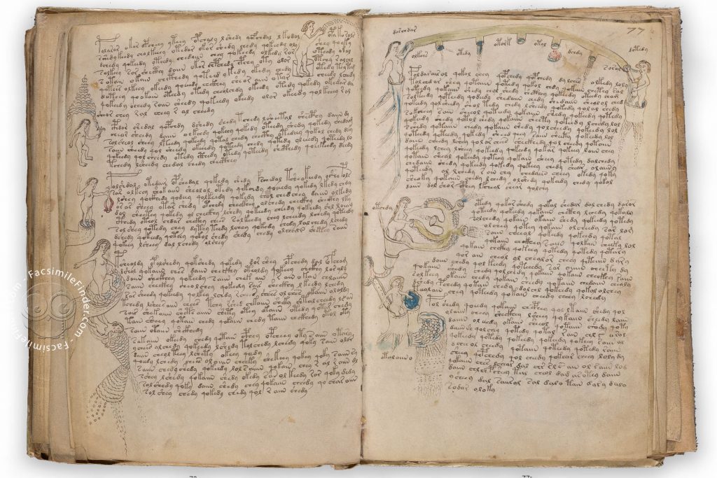 Voynich manuscript facsimile: An opening on the mysterious cipher written in an unknown script