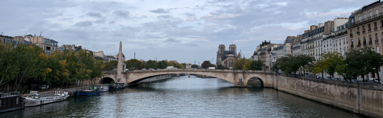 The Seine river and  the cathedral of Notre-Dame