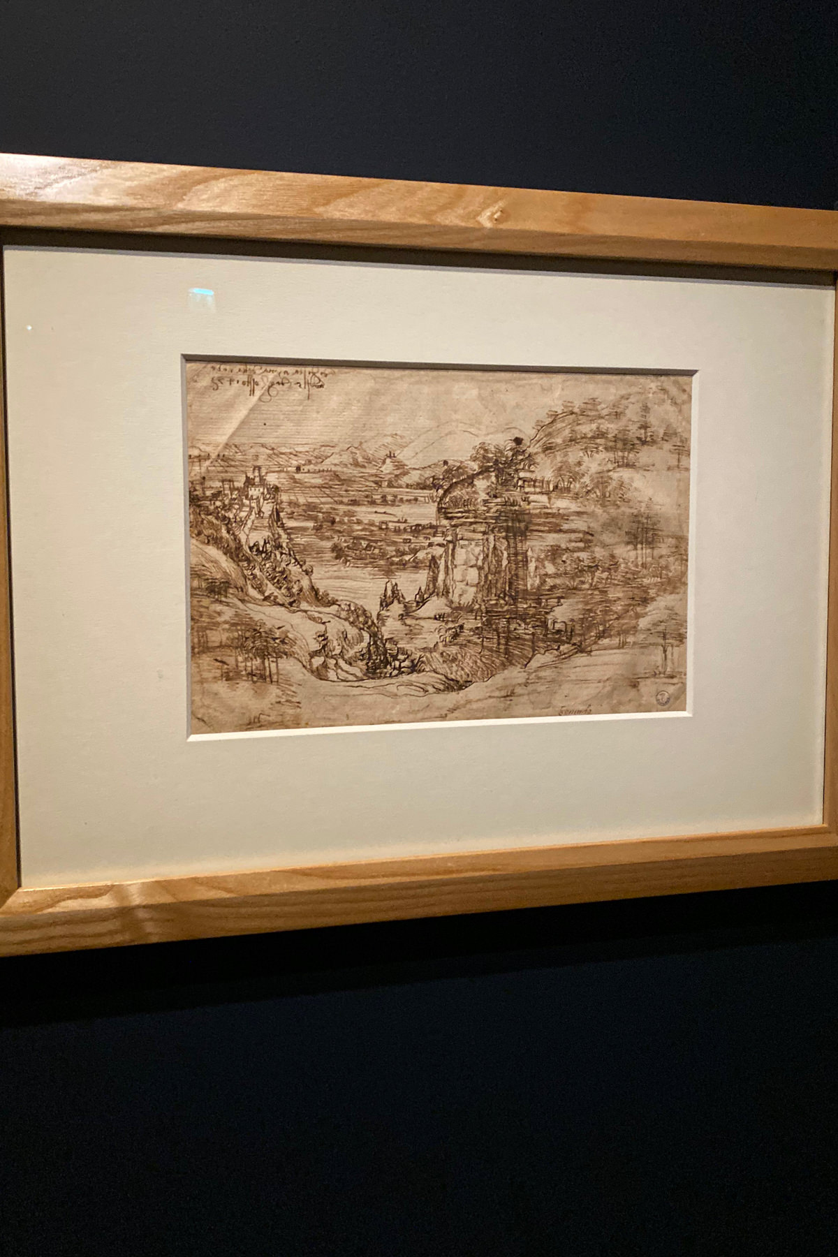 Leonardo da Vinci Exhibition in the Louvre Museum: Landscape drawing for Santa Maria della Neve